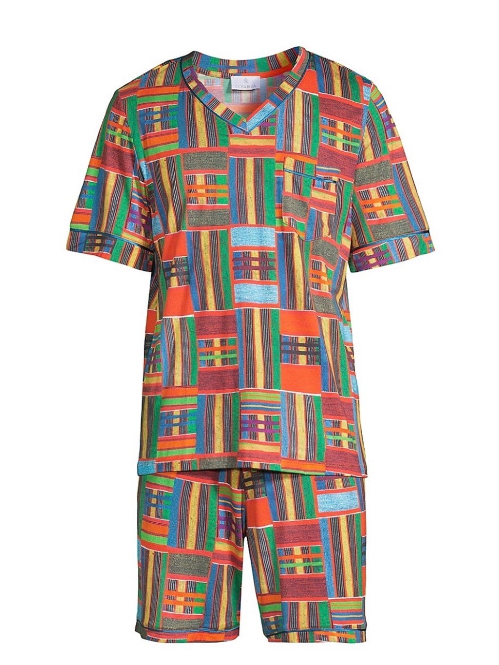 Cosabella x Studio 189 Men's Kente Print Pajama Set Short Sleeve & Shorts NWT S